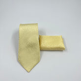LIGHT GOLD SELF PRINTED TIE & POCKET SQUARE SET
